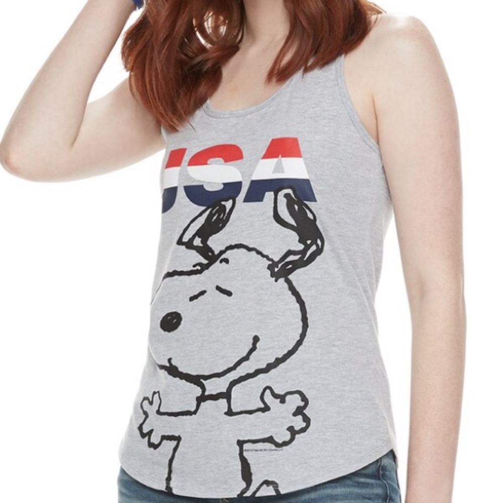 Peanuts Snoopy Crew Neck Racerback Tank Top